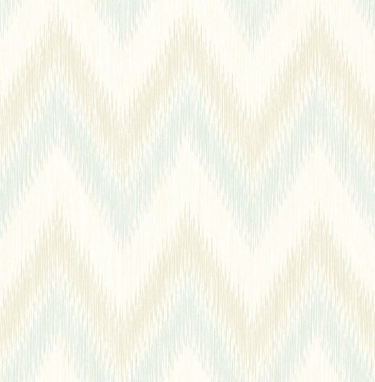 Lillian August Luxe Retreat Regent Flamestitch Stringcloth Chevron Coastal Green Matte Sidewall - LN11204