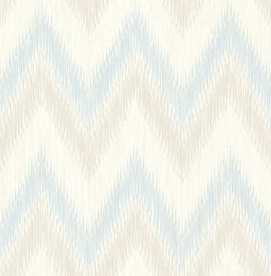 Lillian August Luxe Retreat Regent Flamestitch Stringcloth Chevron Coastal Blue Matte Sidewall - LN11212