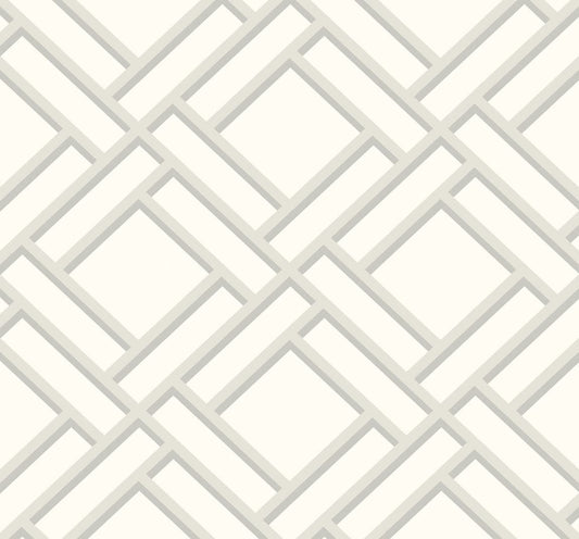 Lillian August Luxe Retreat Block Trellis Geometric Coastal Silver Metallic Sidewall - LN11500