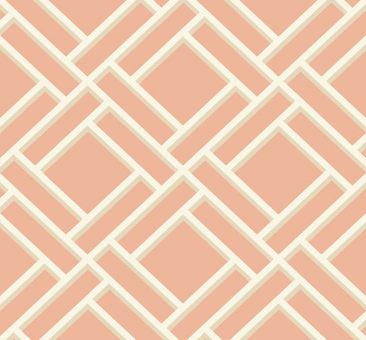 Lillian August Luxe Retreat Block Trellis Geometric Coastal Pink Matte Sidewall - LN11501