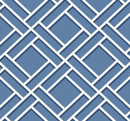 Lillian August Luxe Retreat Block Trellis Geometric Coastal Blue Matte  - LN11502