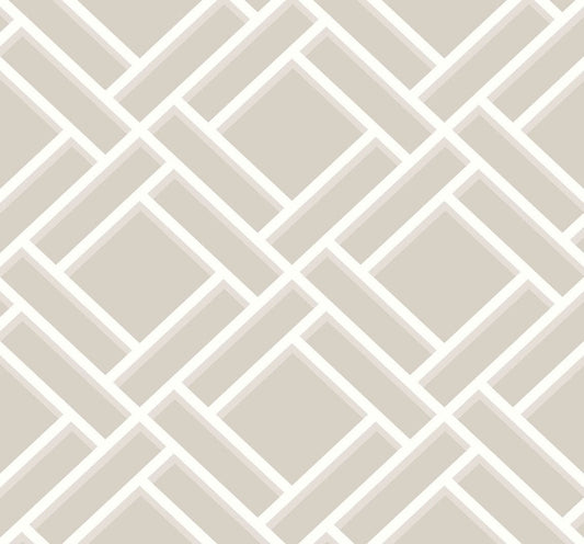 Lillian August Luxe Retreat Block Trellis Geometric Coastal Grey Matte Sidewall - LN11508