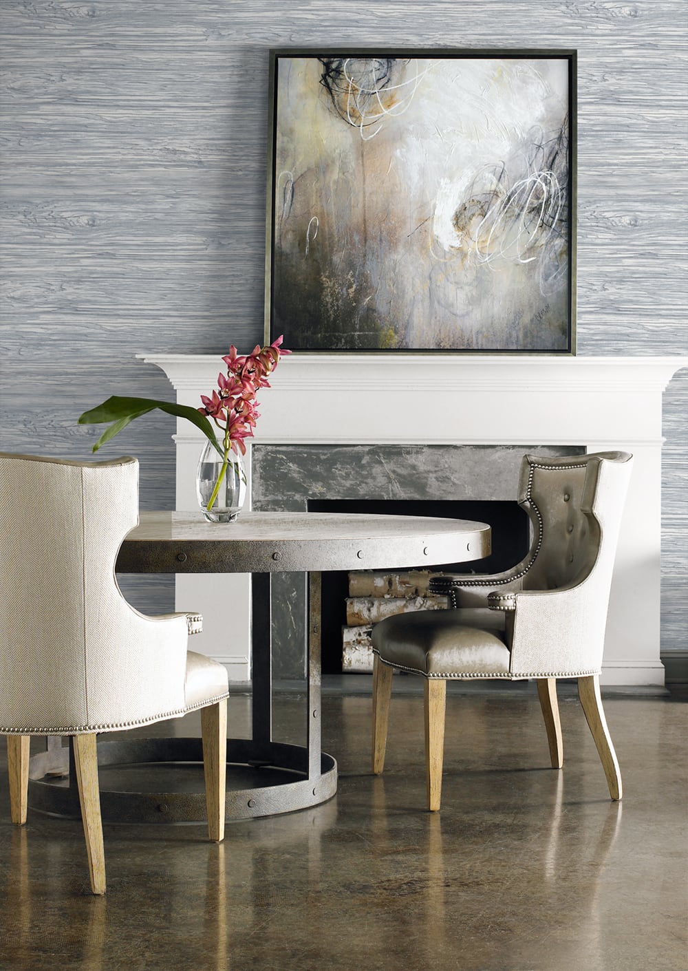 Lillian August Luxe Retreat Washed Shiplap Embossed Vinyl Wood Coastal Blue Matte  - LN11602