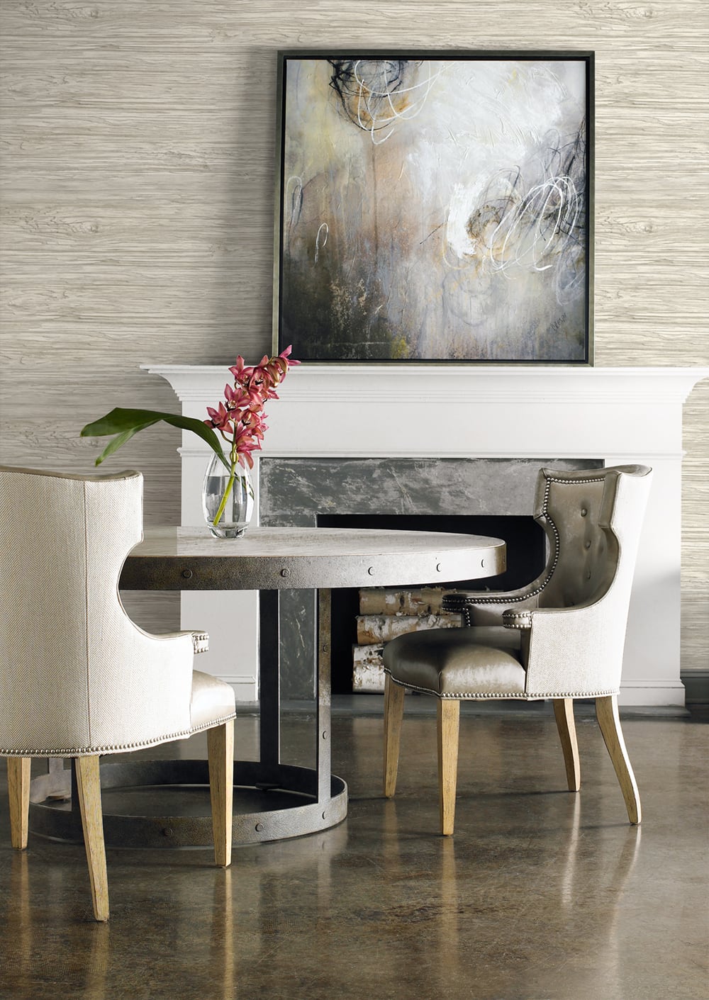 Lillian August Luxe Retreat Washed Shiplap Embossed Vinyl Wood Coastal Brown Matte  - LN11605