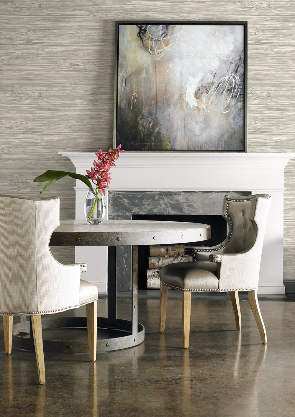 Lillian August Luxe Retreat Washed Shiplap Embossed Vinyl Wood Coastal Grey Matte  - LN11607