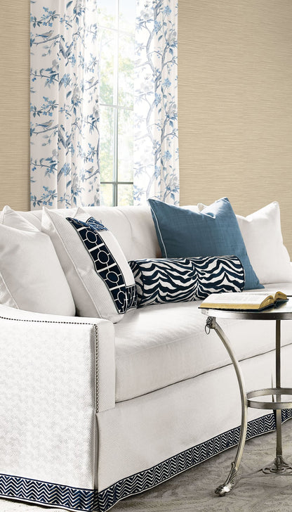 Lillian August Luxe Retreat Southport Floral Trail Fabric Chinoiserie Coastal Blue Matte Fabric - LN11902F