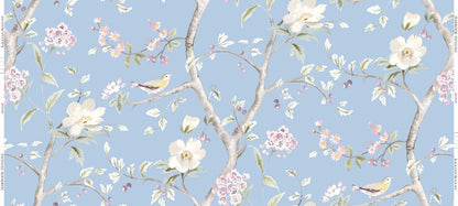 Lillian August Luxe Retreat Southport Floral Trail Fabric Chinoiserie Coastal Blue Matte Fabric - LN11912F