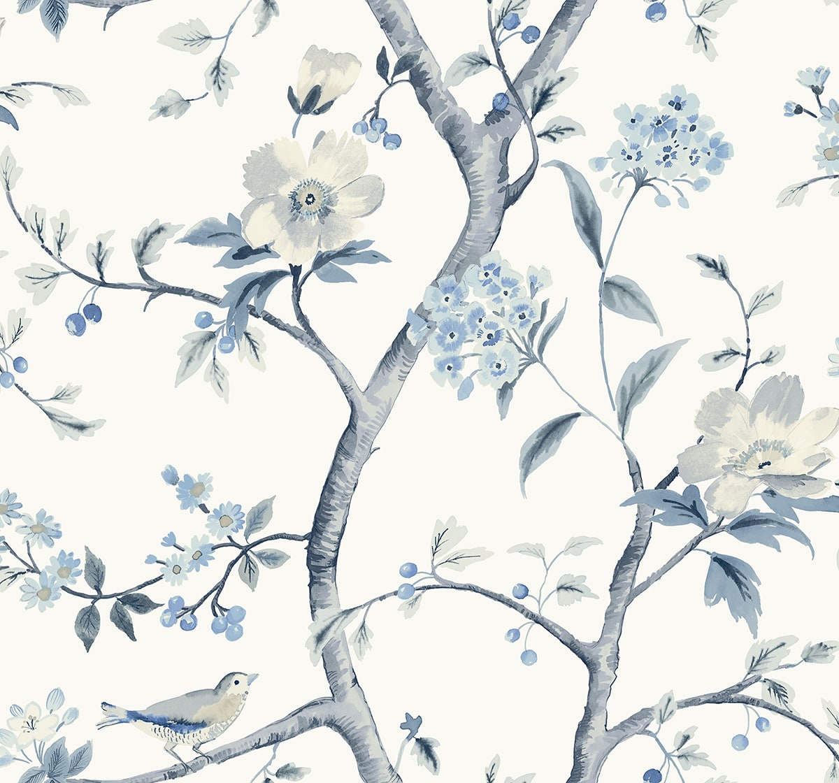 Lillian August Coastal Haven Sparrow Haven Chinoiserie Traditional Blue Matte Sidewall - LN40002