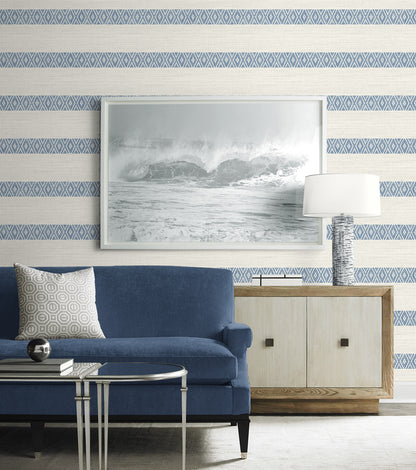 Lillian August Coastal Haven Alani Geo Stripe Stripe Coastal Blue Matte  - LN40102