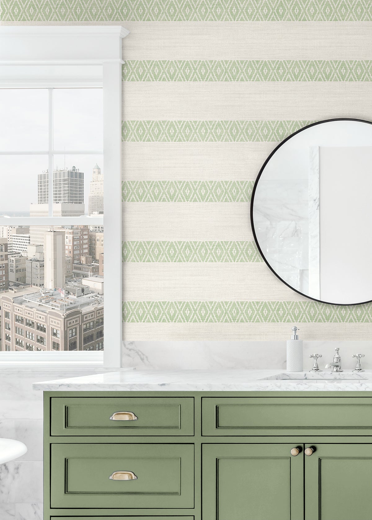 Lillian August Coastal Haven Alani Geo Stripe Stripe Coastal Green Matte  - LN40104