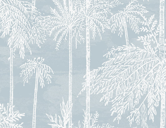 Lillian August Coastal Haven Palm Grove Botanical Coastal Blue Matte Sidewall - LN40202