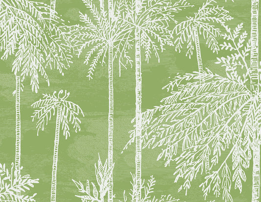 Lillian August Coastal Haven Palm Grove Botanical Coastal Green Matte Sidewall - LN40204