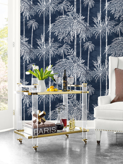 Lillian August Coastal Haven Palm Grove Botanical Coastal Blue Matte  - LN40212