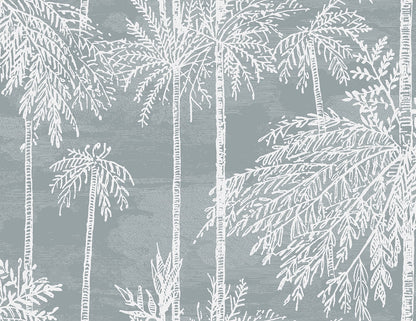 Lillian August Coastal Haven Palm Grove Botanical Coastal Blue Matte  - LN40218