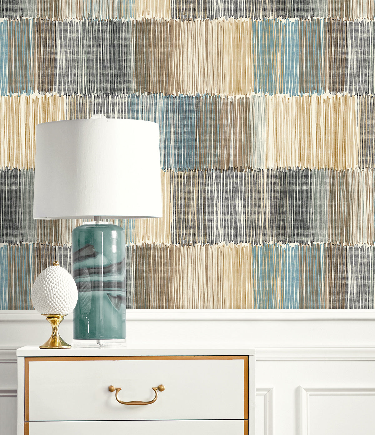 Lillian August Coastal Haven Arielle Abstract Stripe Stripe Contemporary Brown Matte  - LN40306