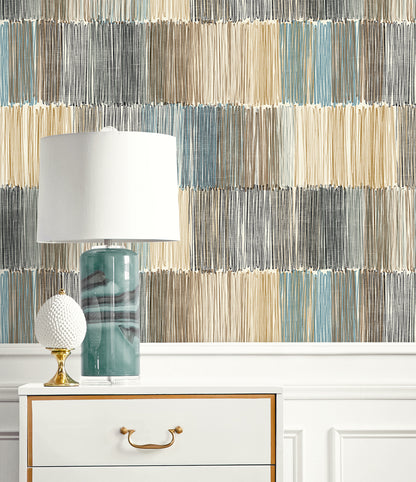 Lillian August Coastal Haven Arielle Abstract Stripe Stripe Contemporary Brown Matte  - LN40306