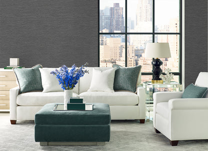 Lillian August Coastal Haven Tiger Island Faux Sisal Faux Grasscloth Coastal Black Matte  - LN40400