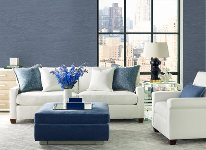 Lillian August Coastal Haven Tiger Island Faux Sisal Faux Grasscloth Coastal Blue Matte  - LN40402