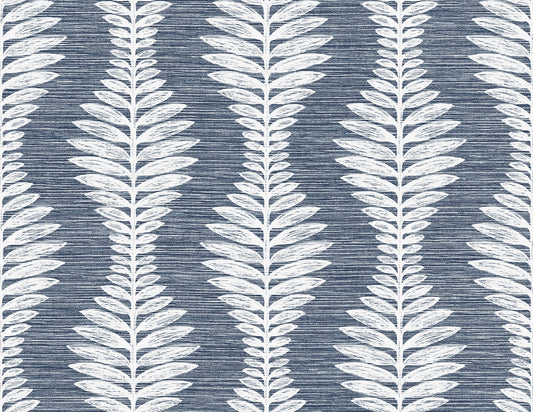 Lillian August Coastal Haven Carina Leaf Ogee Botanical Coastal Blue Matte Sidewall - LN40502