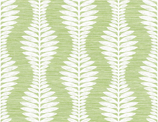 Lillian August Coastal Haven Carina Leaf Ogee Botanical Coastal Green Matte Sidewall - LN40504