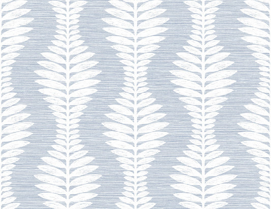 Lillian August Coastal Haven Carina Leaf Ogee Botanical Coastal Blue Matte Sidewall - LN40512