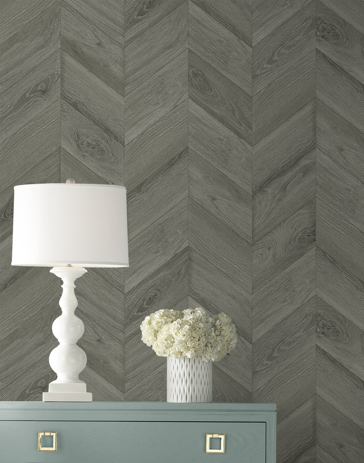 Lillian August Coastal Haven Keone Bay Chevron Wood Coastal Grey Matte  - LN40808