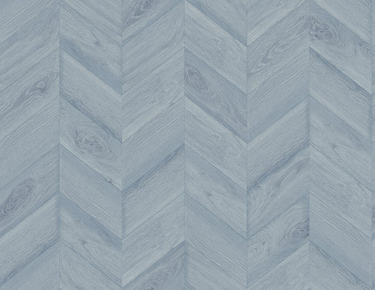 Lillian August Coastal Haven Keone Bay Chevron Wood Coastal Blue Matte Sidewall - LN40812