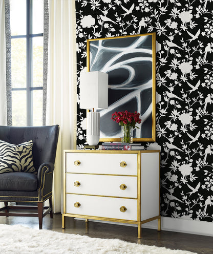 Lillian August Coastal Haven Kauai Bird Toile Toile Traditional Black Matte  - LN40900