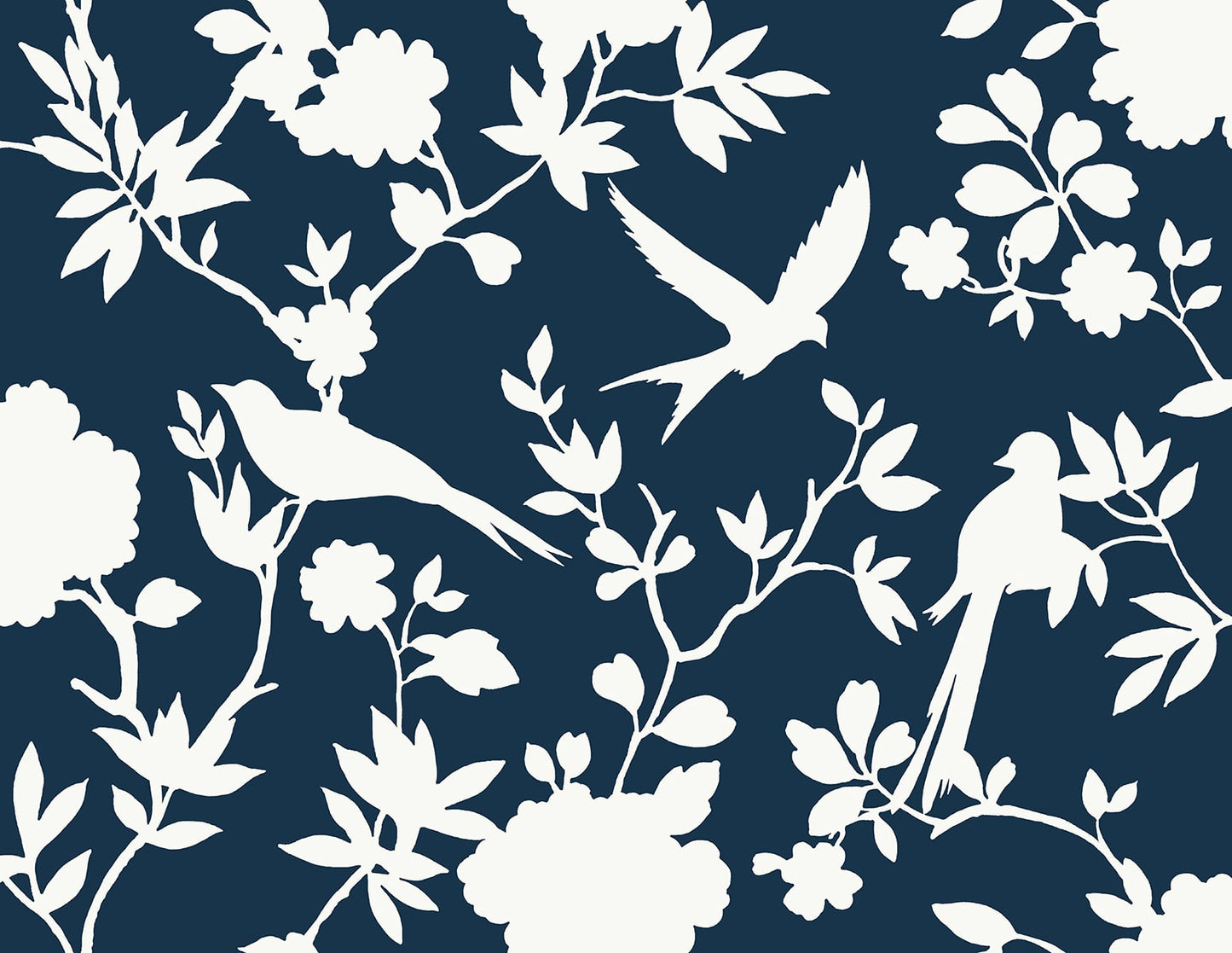 Lillian August Coastal Haven Kauai Bird Toile Toile Traditional Blue Matte Sidewall - LN40902