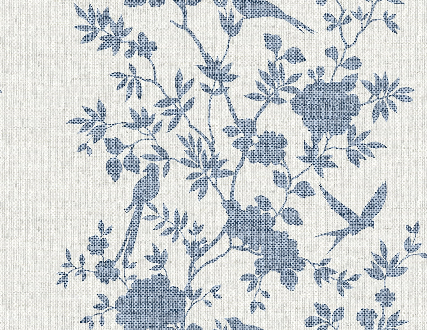 Lillian August Coastal Haven Aloha Bird Trail Toile Traditional Blue Matte Sidewall - LN41002