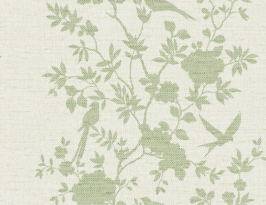 Lillian August Coastal Haven Aloha Bird Trail Toile Traditional Green Matte Sidewall - LN41004