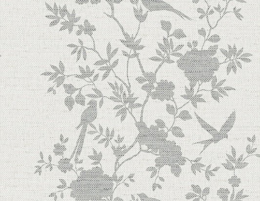 Lillian August Coastal Haven Aloha Bird Trail Toile Traditional Grey Matte Sidewall - LN41008