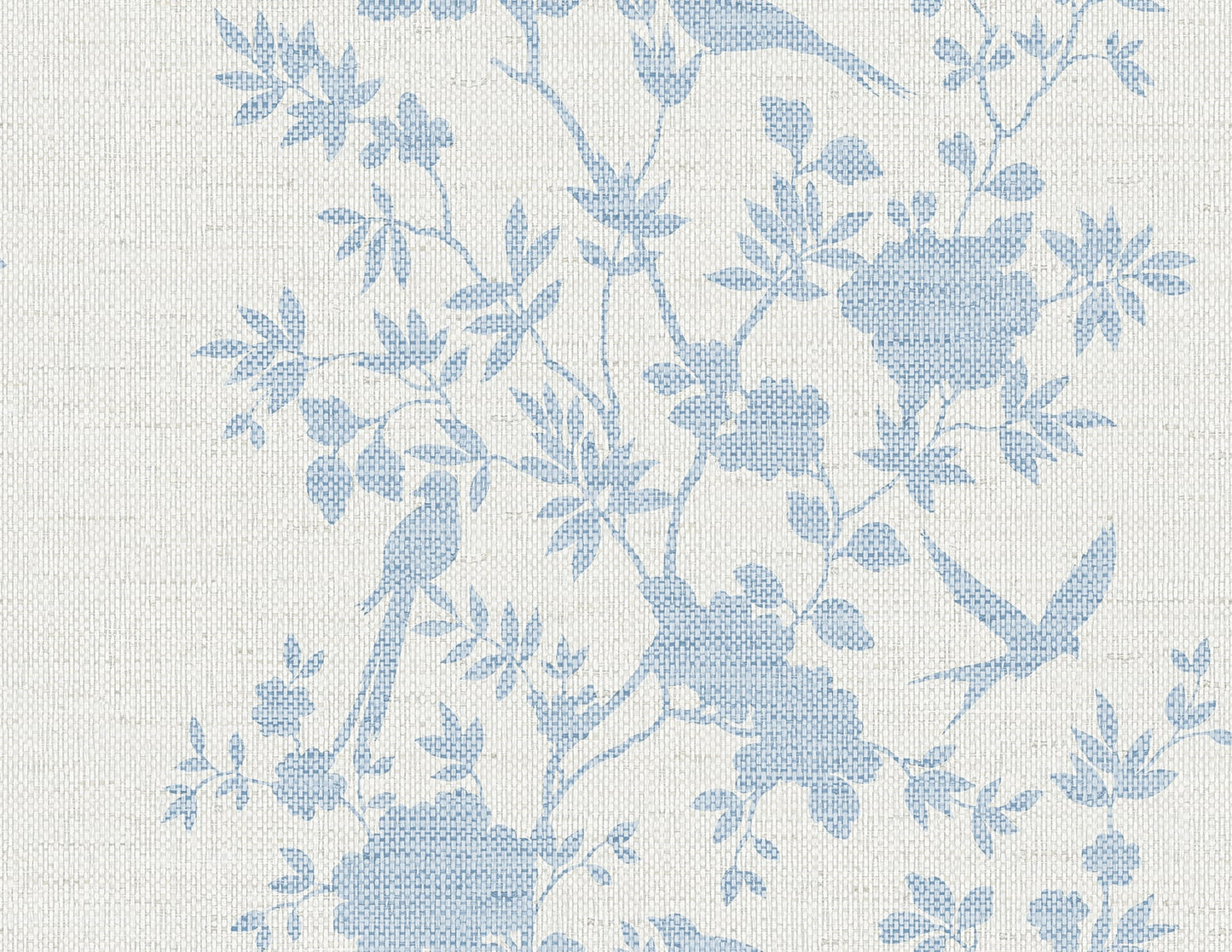 Lillian August Coastal Haven Aloha Bird Trail Toile Traditional Blue Matte Sidewall - LN41012