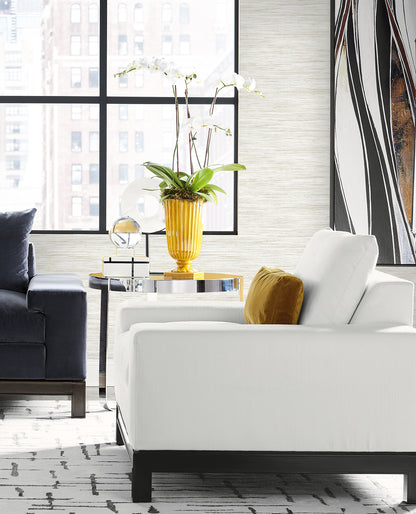 Lillian August Coastal Haven Loe Sanctuary Stria Faux Grasscloth Coastal Off-White Matte  - LN41105