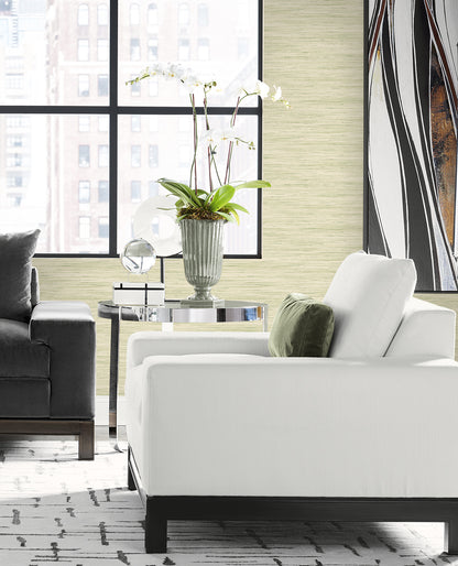 Lillian August Coastal Haven Loe Sanctuary Stria Faux Grasscloth Coastal Green Matte  - LN41114