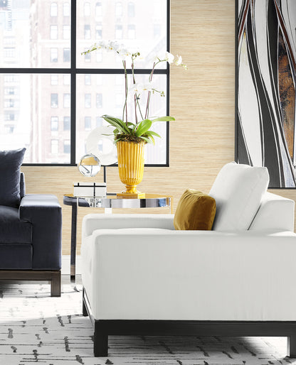 Lillian August Coastal Haven Loe Sanctuary Stria Faux Grasscloth Coastal Beige Matte  - LN41116