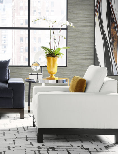 Lillian August Coastal Haven Loe Sanctuary Stria Faux Grasscloth Coastal Blue Matte  - LN41122