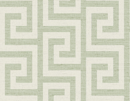 Lillian August Coastal Haven Luna Retreat Greek Key Geometric Coastal Green Matte Sidewall - LN41204