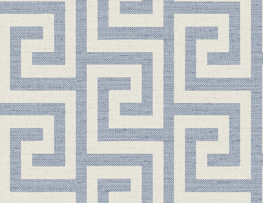 Lillian August Coastal Haven Luna Retreat Greek Key Geometric Coastal Blue Matte Sidewall - LN41212