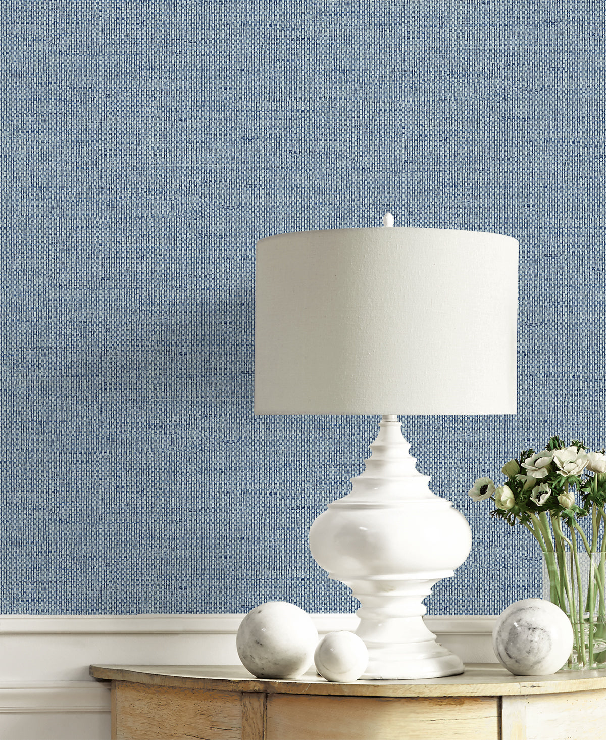 Lillian August Coastal Haven Kaya Faux Paperweave Faux Grasscloth Coastal Blue Matte  - LN41302