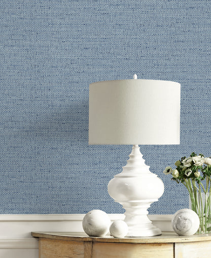 Lillian August Coastal Haven Kaya Faux Paperweave Faux Grasscloth Coastal Blue Matte  - LN41302