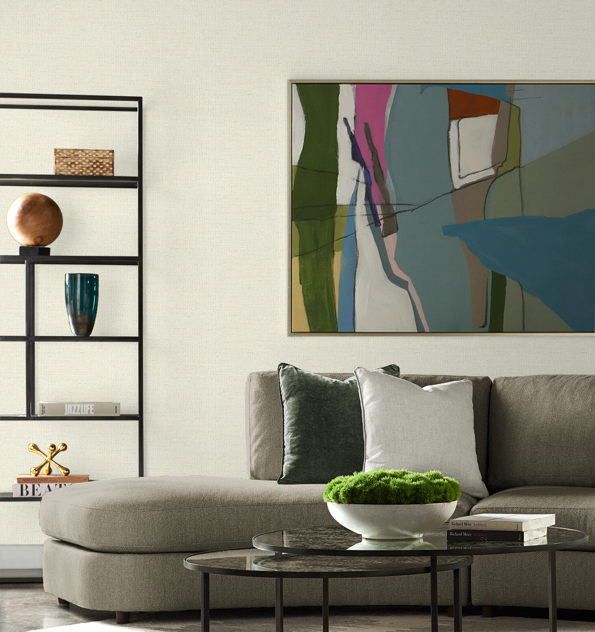 Lillian August Coastal Haven Kaya Faux Paperweave Faux Grasscloth Coastal Off-White Matte  - LN41303