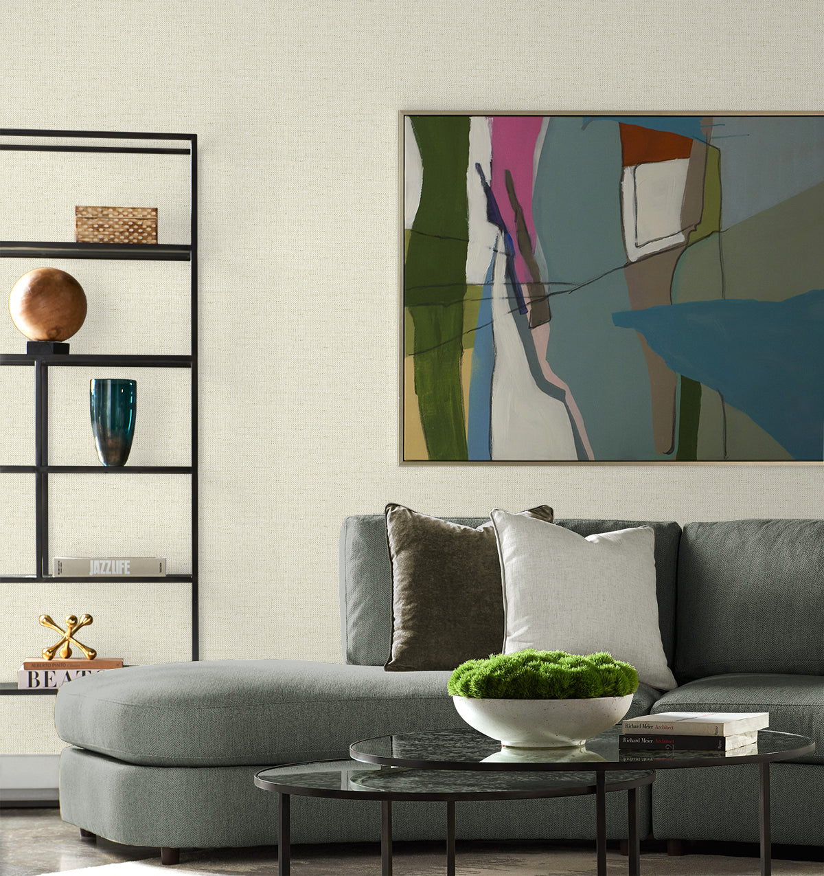 Lillian August Coastal Haven Kaya Faux Paperweave Faux Grasscloth Coastal Beige Matte  - LN41305