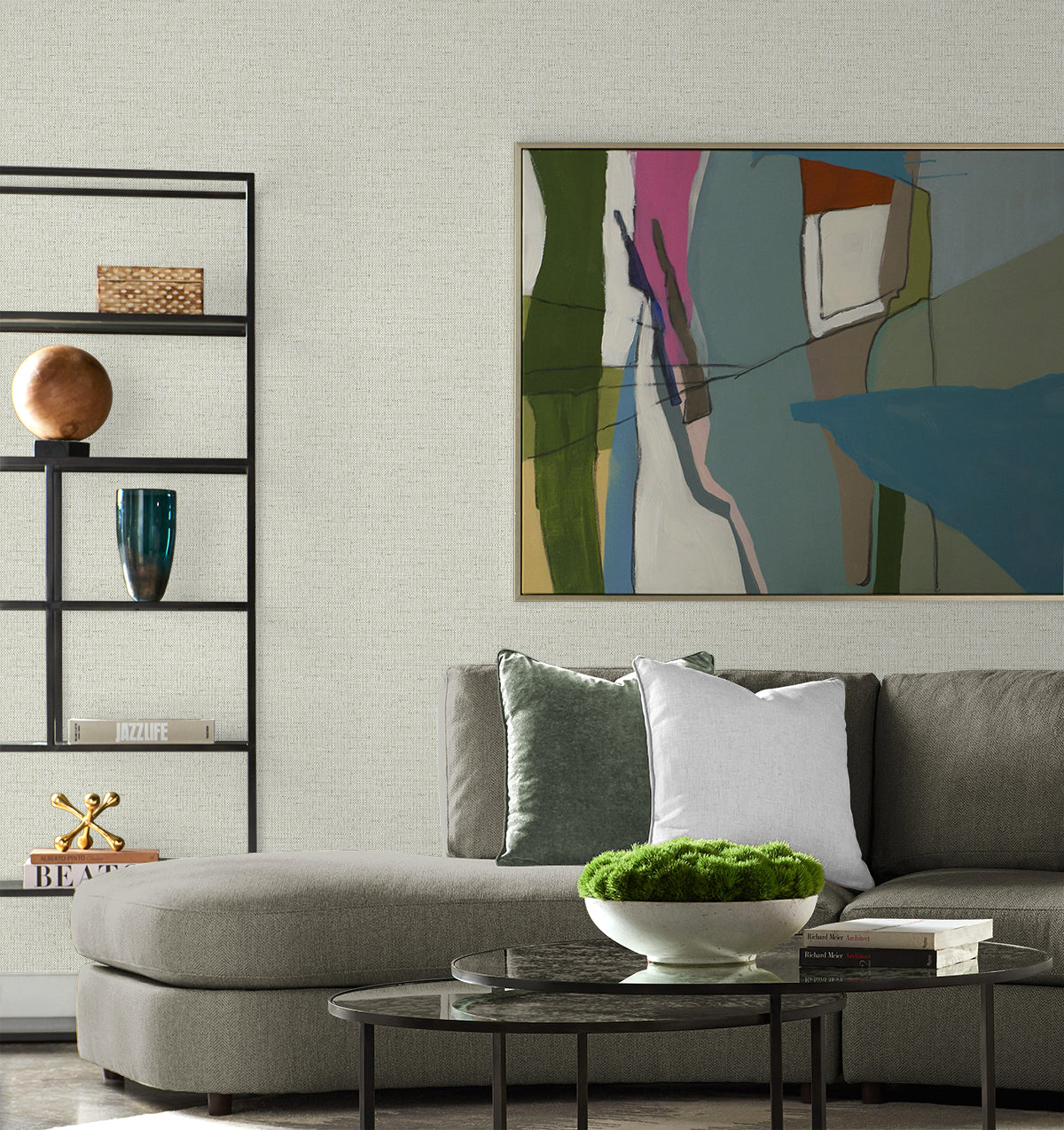 Lillian August Coastal Haven Kaya Faux Paperweave Faux Grasscloth Coastal Grey Matte  - LN41307