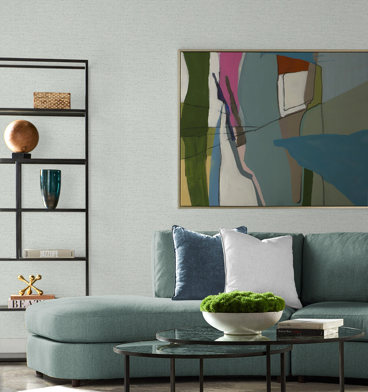 Lillian August Coastal Haven Kaya Faux Paperweave Faux Grasscloth Coastal Grey Matte  - LN41308