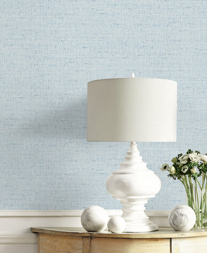 Lillian August Coastal Haven Kaya Faux Paperweave Faux Grasscloth Coastal Blue Matte  - LN41312
