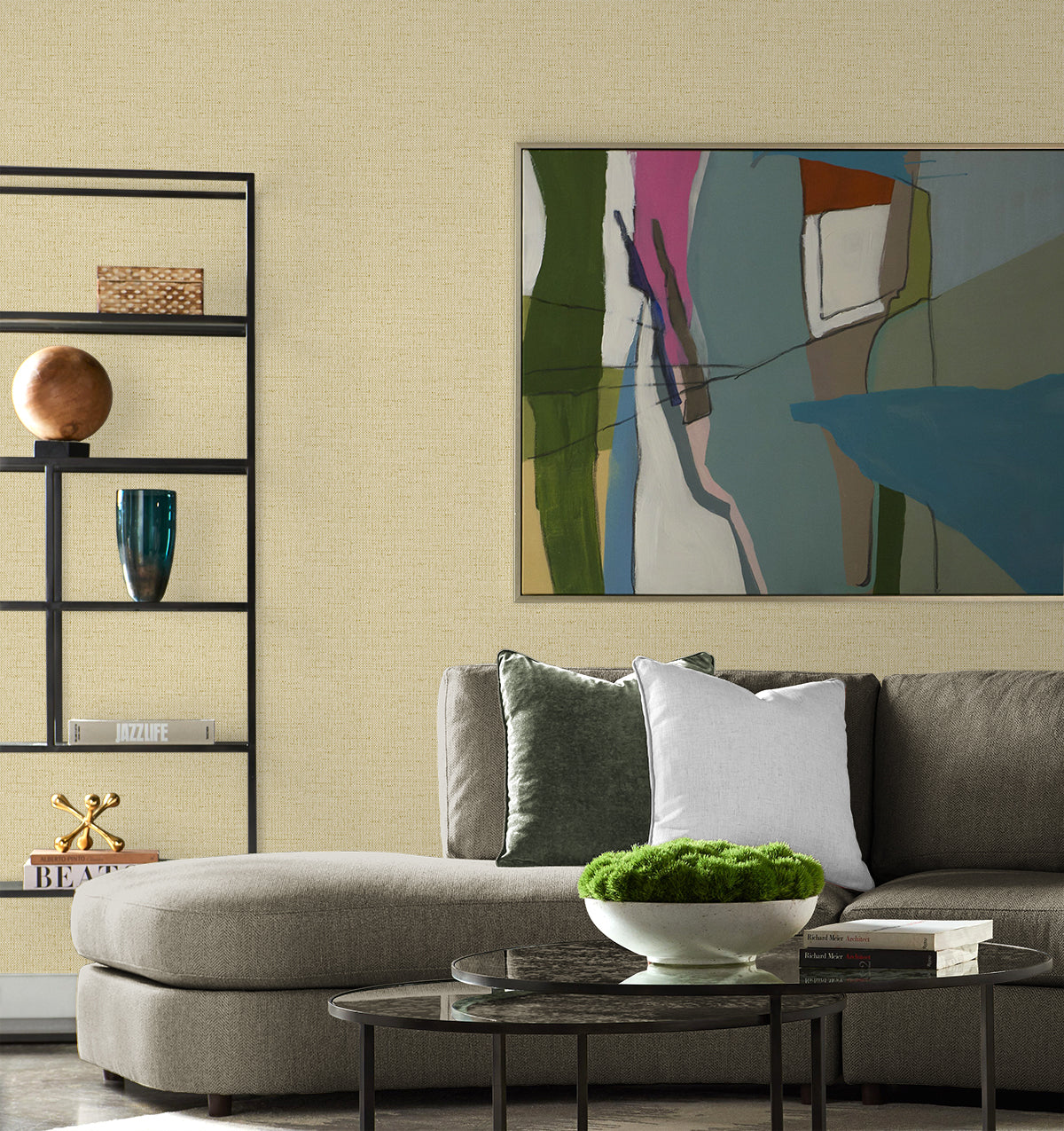 Lillian August Coastal Haven Kaya Faux Paperweave Faux Grasscloth Coastal Beige Matte  - LN41313