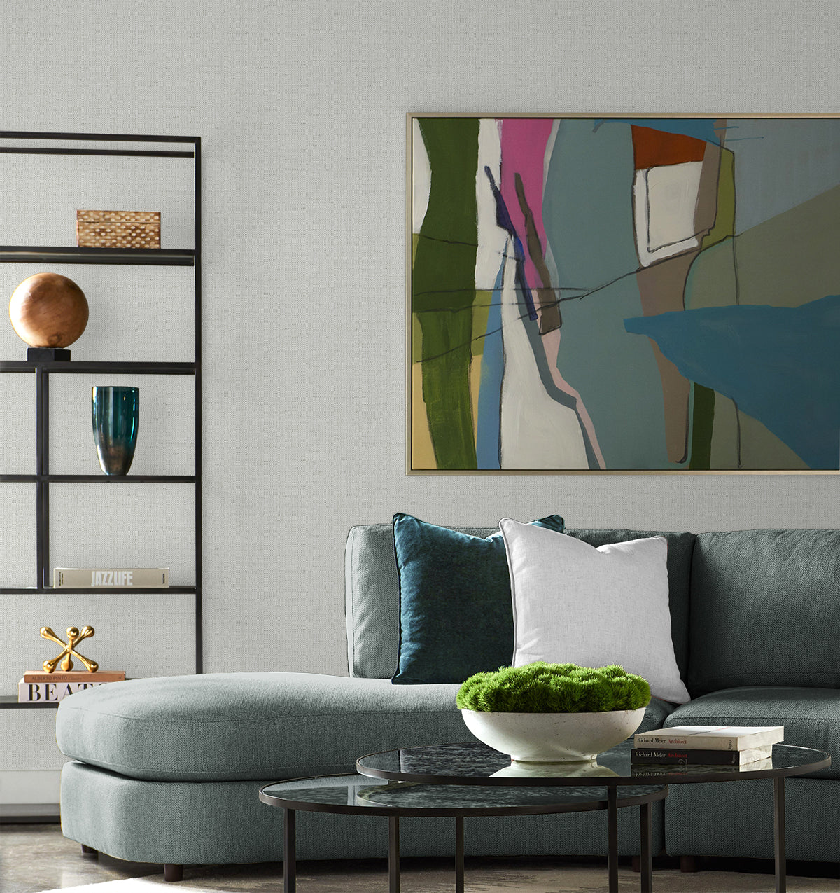 Lillian August Coastal Haven Kaya Faux Paperweave Faux Grasscloth Coastal Grey Matte  - LN41317