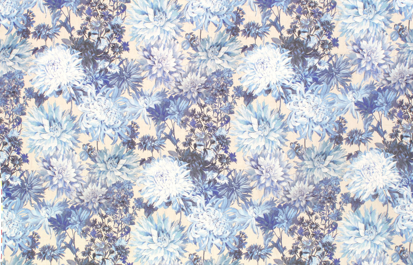 SCALAMANDRE  GREY'S FLOWER GARDEN FABRIC BLUES   - LO 00018037