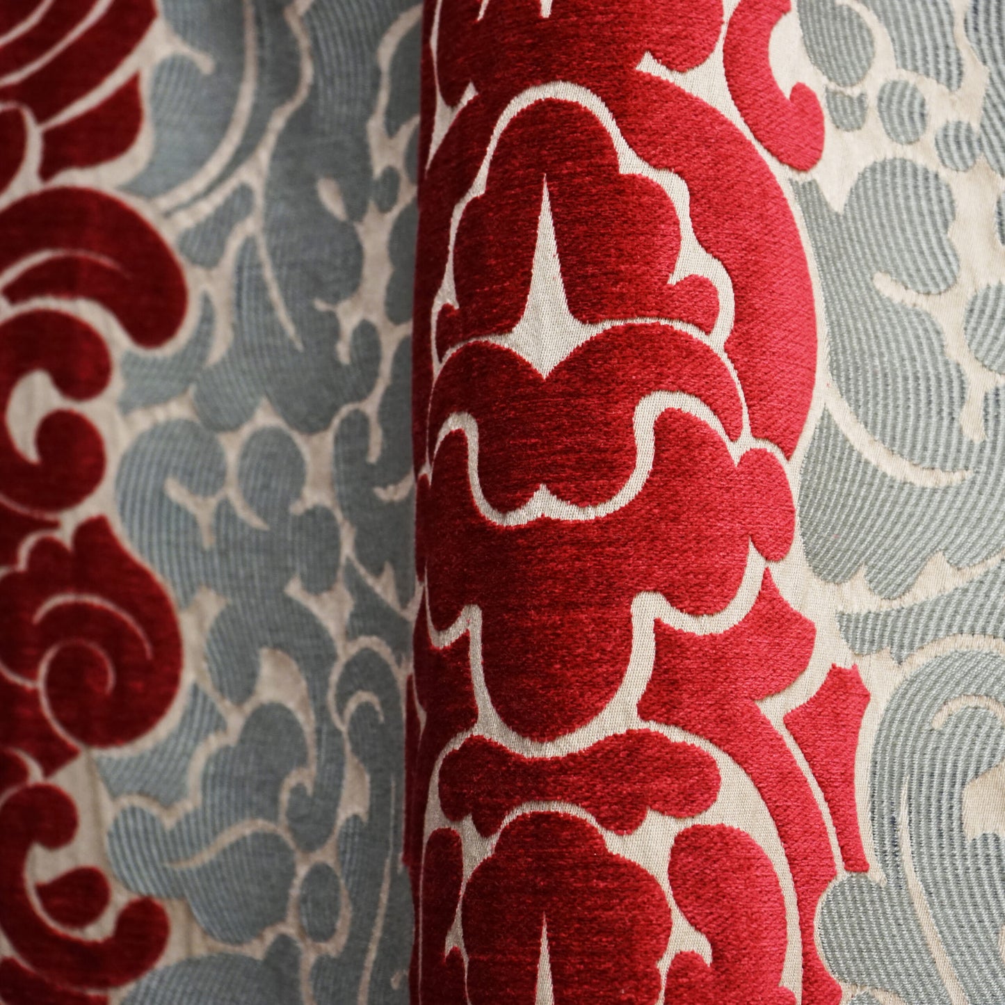 JF Fabrics JF Studio LUCERA 48 Fabric Transitional,Scroll Blue,Burgundy,Red,Green,Taupe  Chenille,Texture - 5082748 SJ101